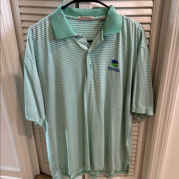Peter Millar Special Edition Wachovia Championship Green Striped Polo Shirt - Picture 1 of 1